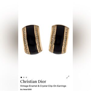 Vintage Christian Dior Black and Gold Clip-On Earrings
